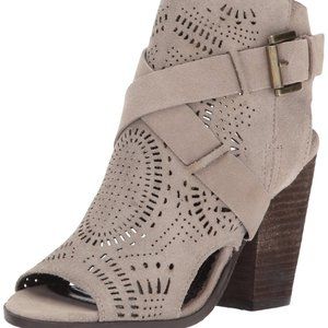 Naughty Monkey Suede leather booties with block heel Taupe Size 8